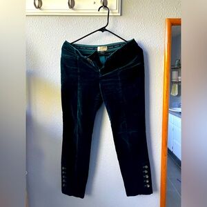 Anthropologie slim cut size 2 green velvet trousers